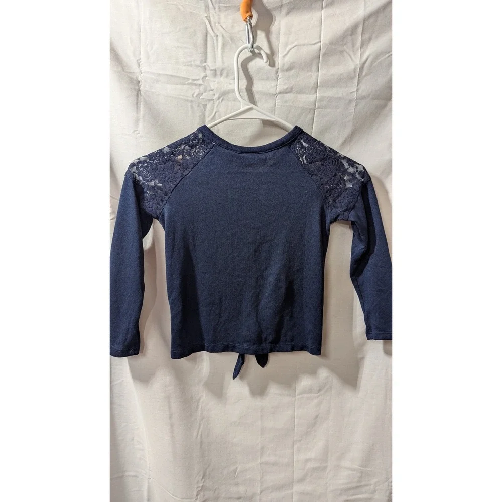 Girls (4), Children's Place Blue Long Sleeve Blouse With Lace Sleeve Accents New